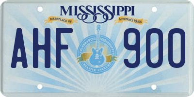 MS license plate AHF900