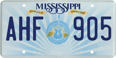 MS license plate AHF905