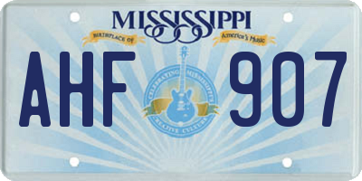 MS license plate AHF907