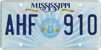 MS license plate AHF910