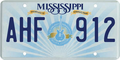 MS license plate AHF912