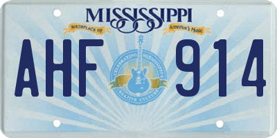 MS license plate AHF914