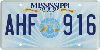 MS license plate AHF916
