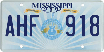 MS license plate AHF918
