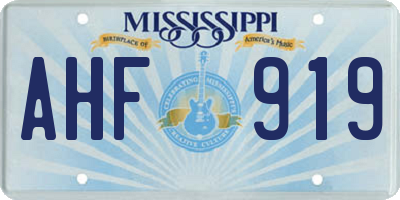MS license plate AHF919