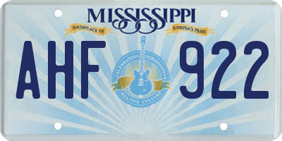 MS license plate AHF922