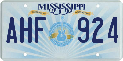 MS license plate AHF924