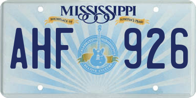 MS license plate AHF926