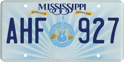 MS license plate AHF927