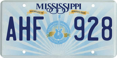 MS license plate AHF928