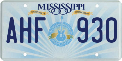 MS license plate AHF930