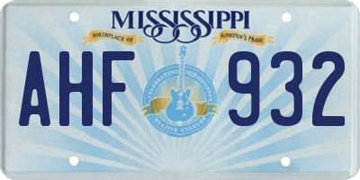 MS license plate AHF932