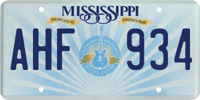MS license plate AHF934