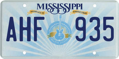 MS license plate AHF935
