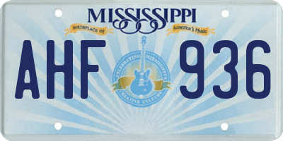 MS license plate AHF936