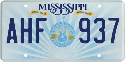 MS license plate AHF937