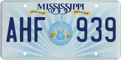 MS license plate AHF939