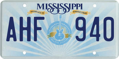 MS license plate AHF940