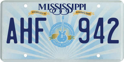 MS license plate AHF942