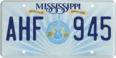 MS license plate AHF945
