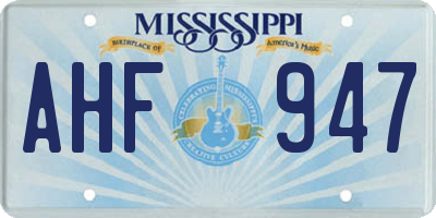 MS license plate AHF947