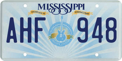 MS license plate AHF948