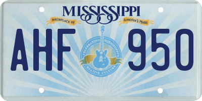 MS license plate AHF950