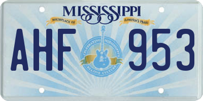 MS license plate AHF953