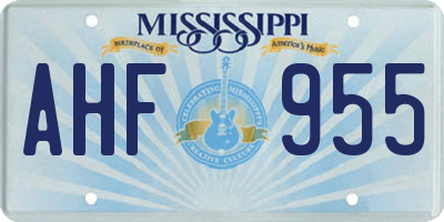 MS license plate AHF955