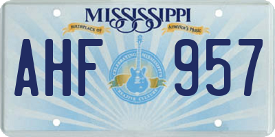 MS license plate AHF957