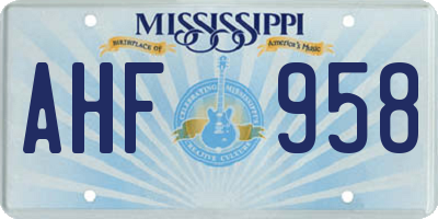 MS license plate AHF958