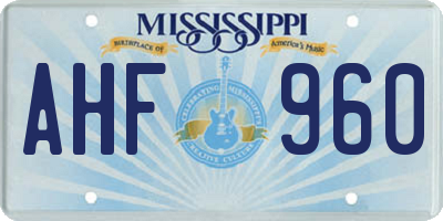 MS license plate AHF960