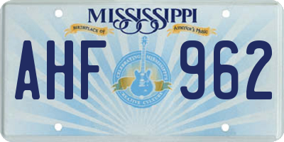 MS license plate AHF962
