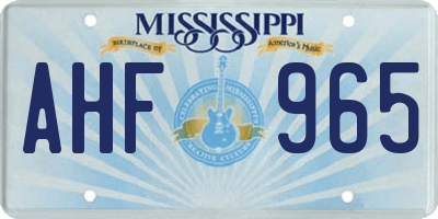 MS license plate AHF965
