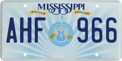 MS license plate AHF966