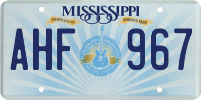 MS license plate AHF967