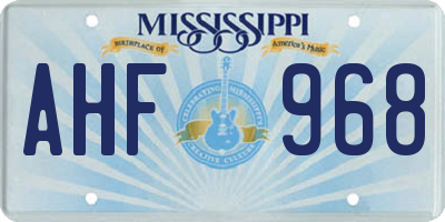MS license plate AHF968