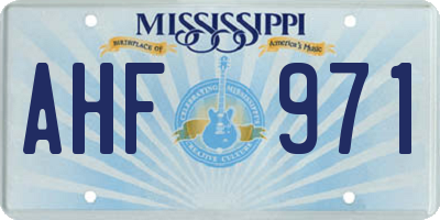 MS license plate AHF971