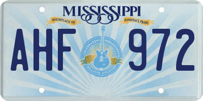 MS license plate AHF972