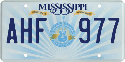 MS license plate AHF977