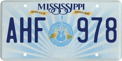 MS license plate AHF978