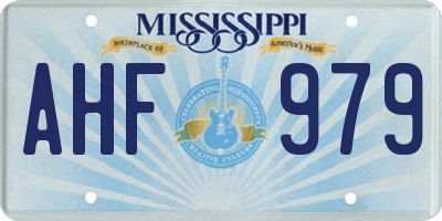MS license plate AHF979