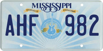 MS license plate AHF982