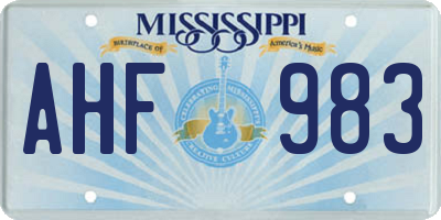 MS license plate AHF983