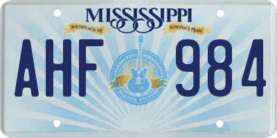 MS license plate AHF984