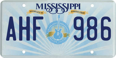 MS license plate AHF986