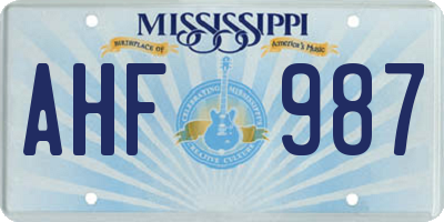 MS license plate AHF987