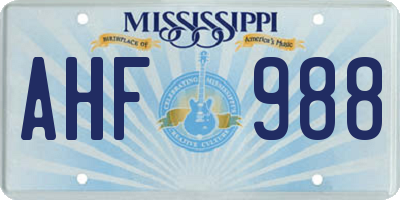 MS license plate AHF988
