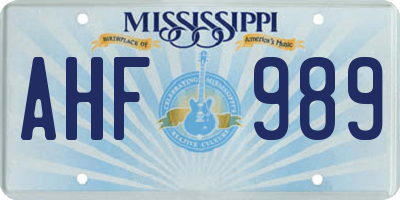 MS license plate AHF989