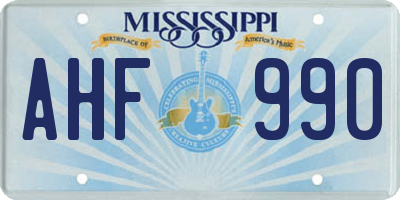 MS license plate AHF990